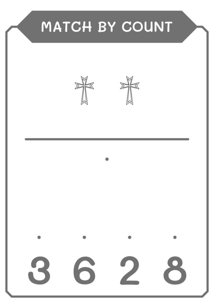 Match by count of Christian cross, game for children. Vector illustration, printable worksheet