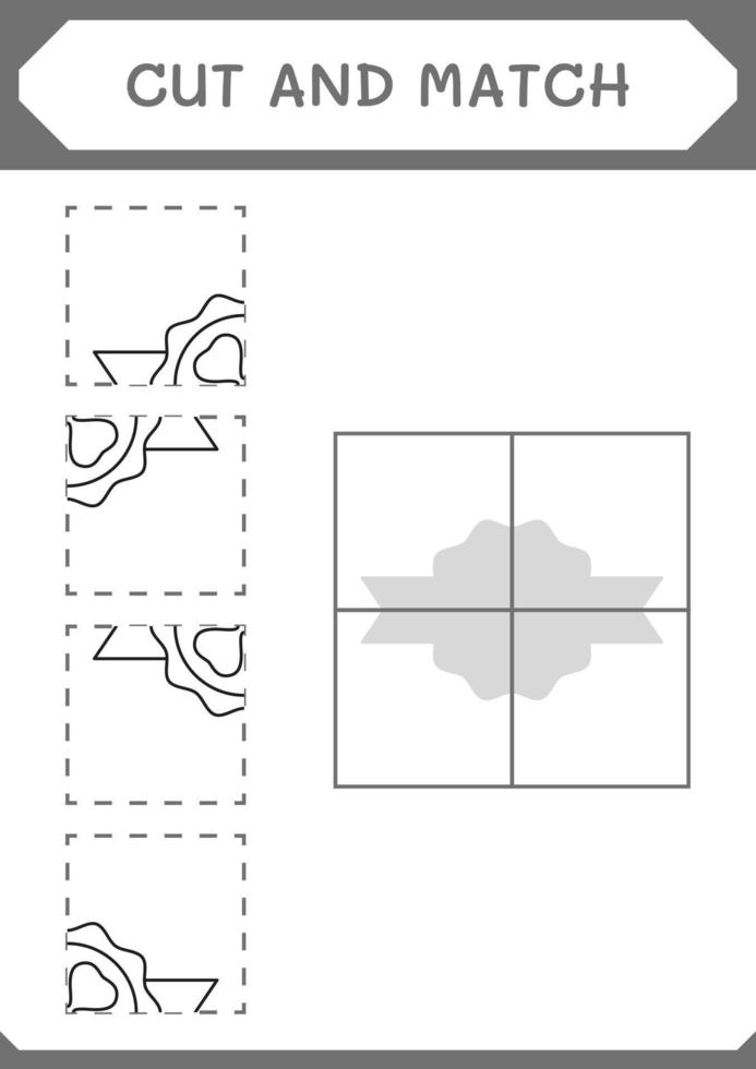Cut and match parts of Clover badge, game for children. Vector illustration, printable worksheet