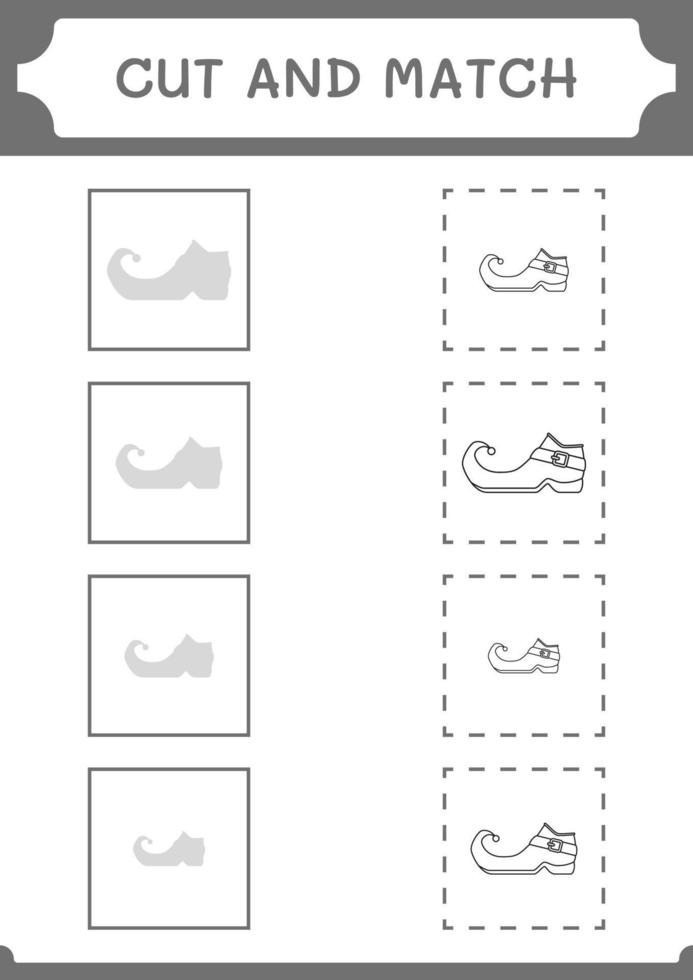 Cut and match parts of Leprechaun boot, game for children. Vector illustration, printable worksheet