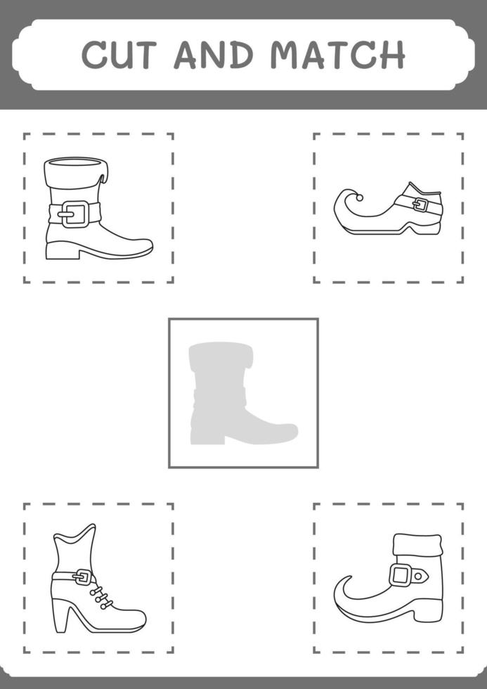 Cut and match parts of Leprechaun boot, game for children. Vector illustration, printable worksheet