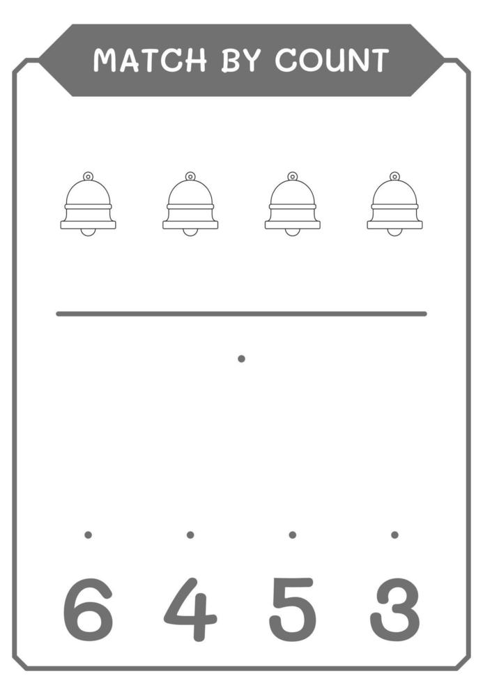 Match by count of Bell, game for children. Vector illustration, printable worksheet