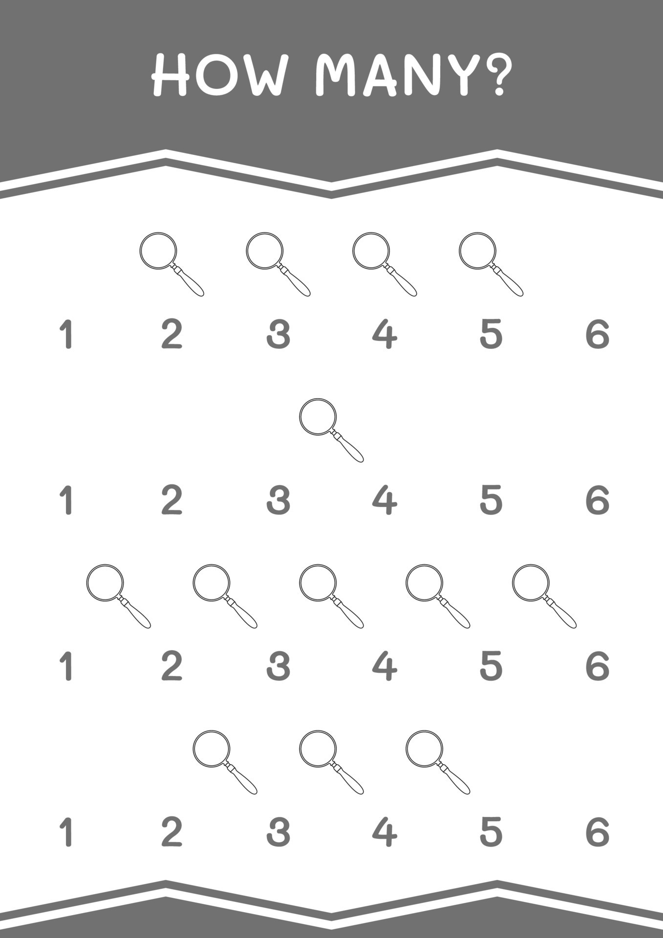 How many of Magnifying glass, game for children. Vector illustration