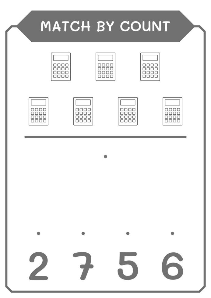 Match by count of Calculator, game for children. Vector illustration, printable worksheet