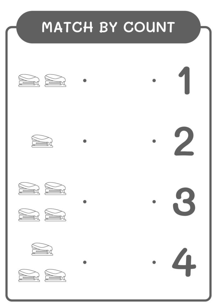 Match by count of Stapler, game for children. Vector illustration, printable worksheet