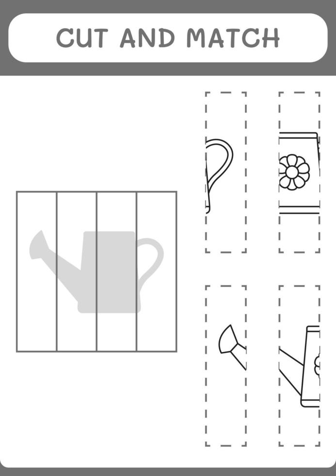 Cut and match parts of Watering can, game for children. Vector ...