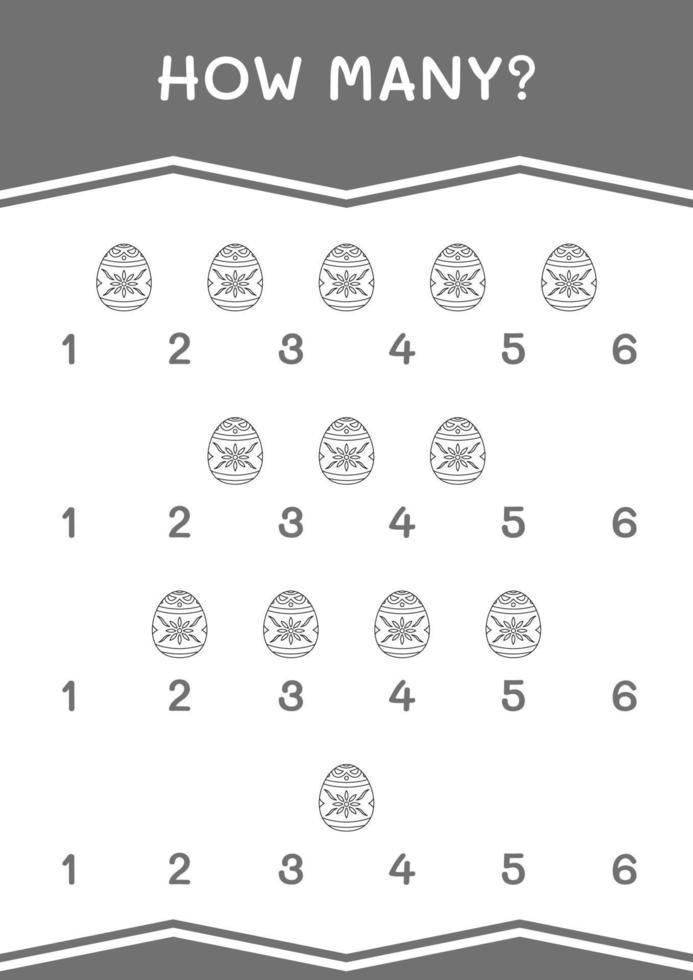 How many of Easter egg, game for children. Vector illustration, printable worksheet