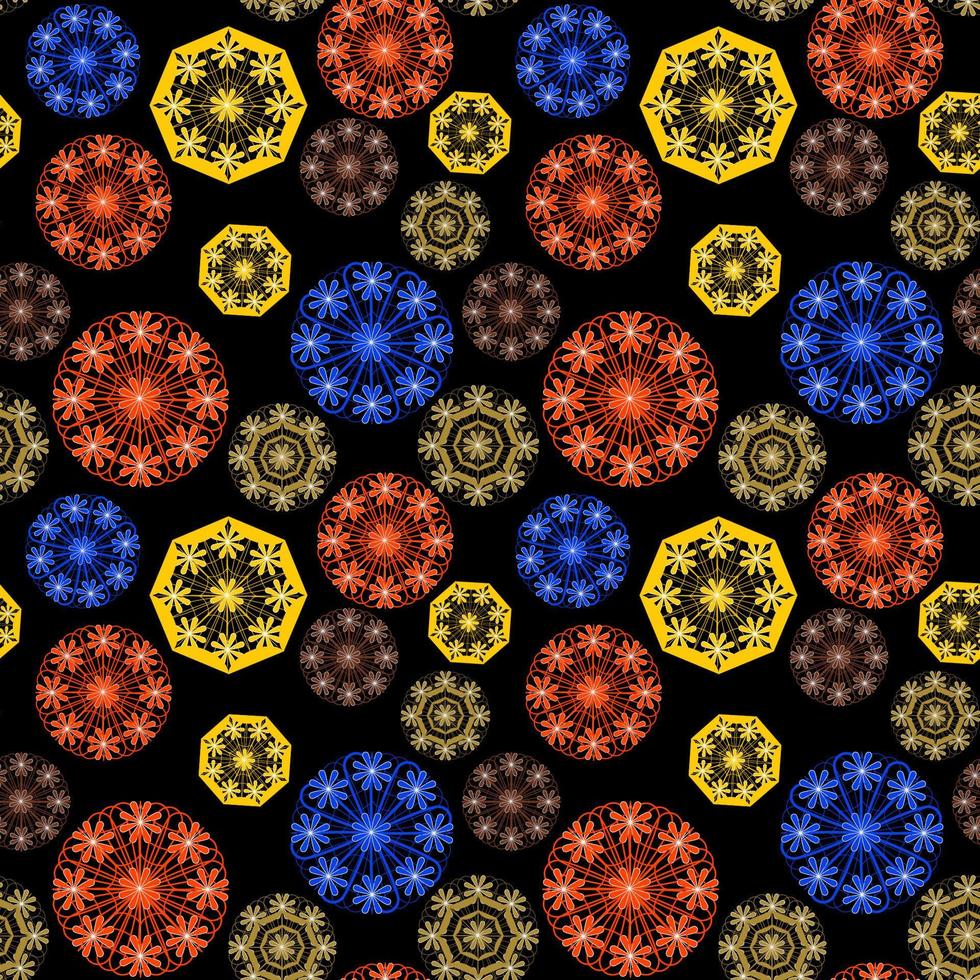 Seamless winter pattern with holiday decorations colourful snowflakes vector
