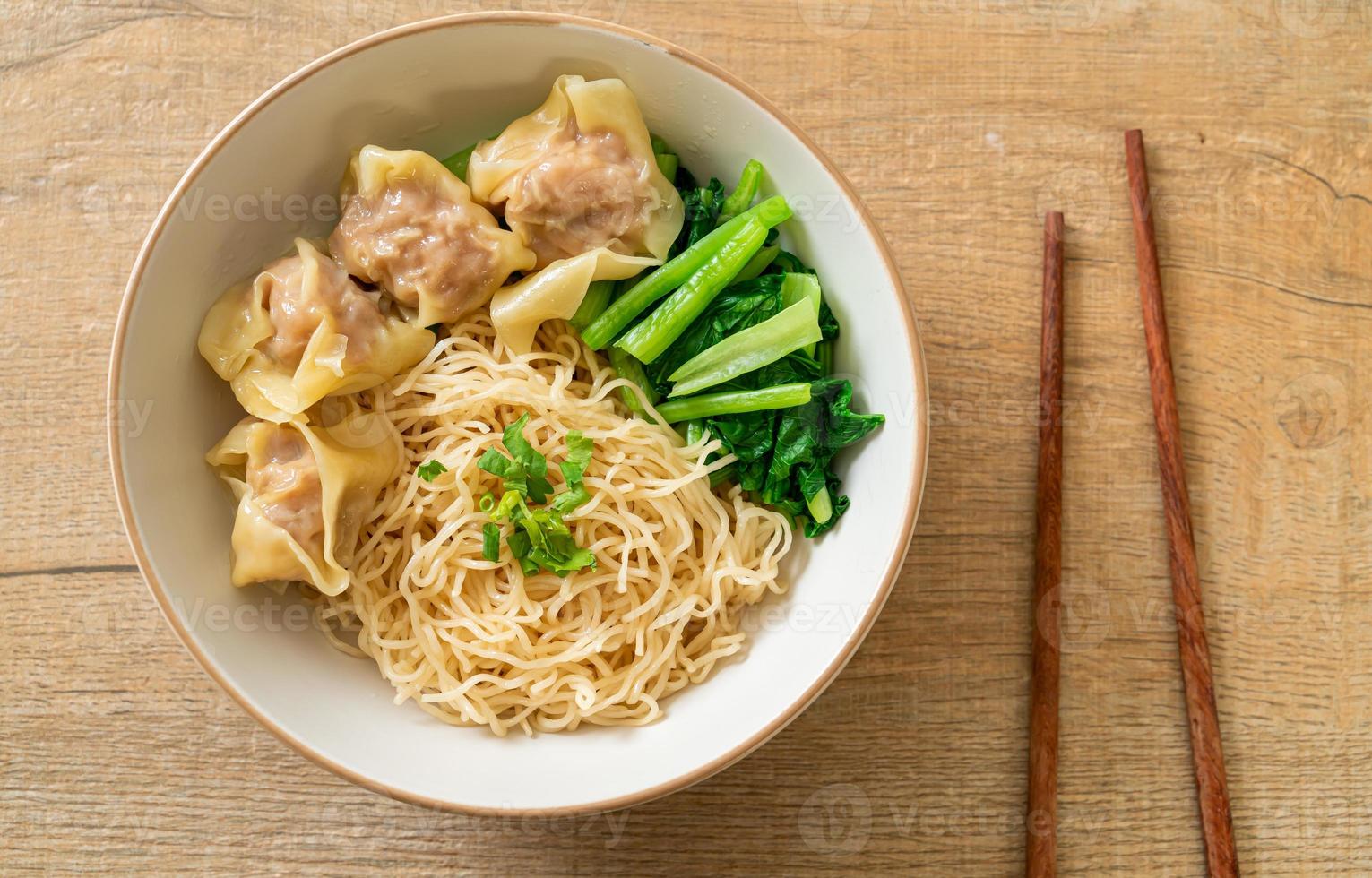 dried egg noodles with pork wonton or pork dumplings without soup