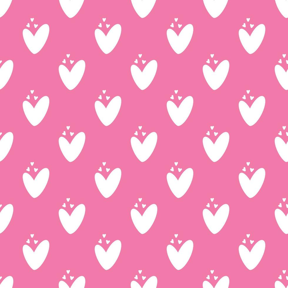 corazones simples ama patrones sin fisuras. fondo del día de san valentín. diseño plano interminable textura caótica hecha de diminutas siluetas de corazón. tonos de rojo. leer corazones en fondo rosa vector