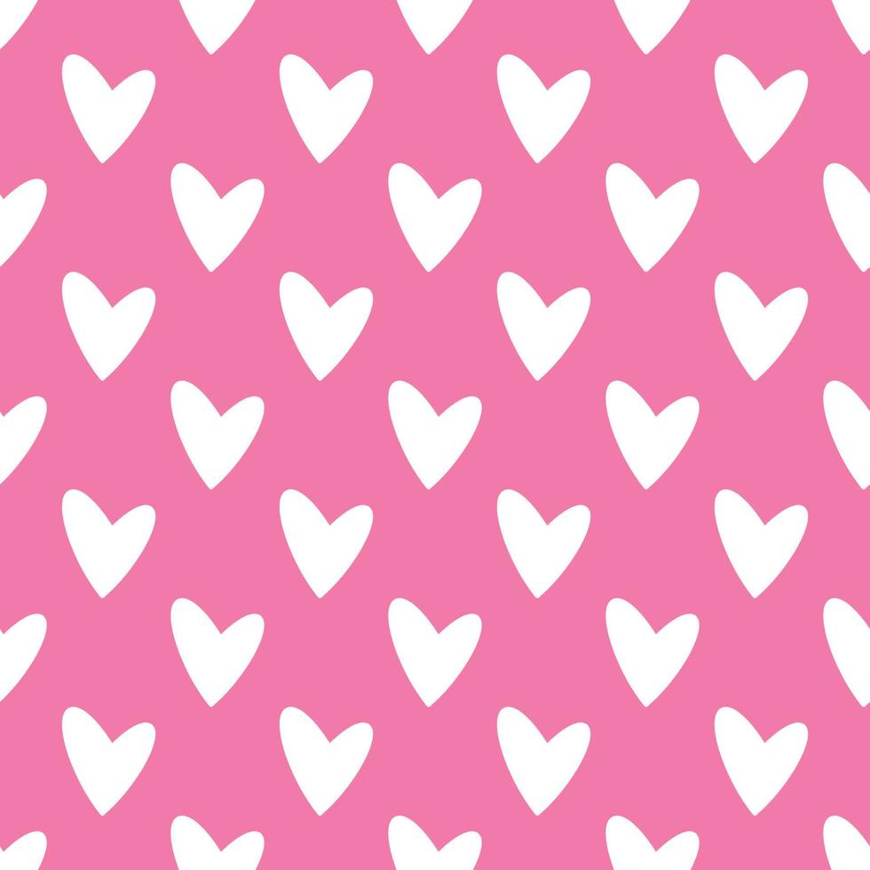 corazones simples ama patrones sin fisuras. fondo del día de san valentín. diseño plano interminable textura caótica hecha de diminutas siluetas de corazón. tonos de rojo. leer corazones en fondo rosa vector