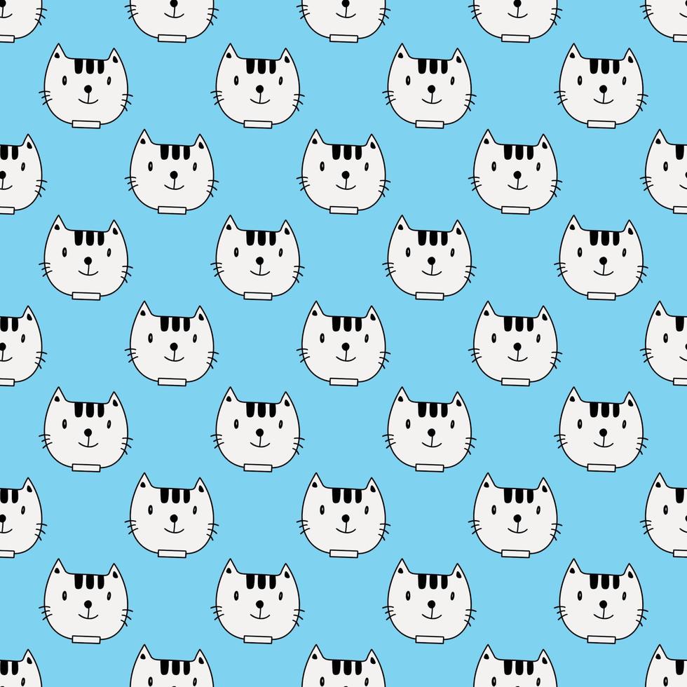 Seamless pattern with cute colorful Kittens. Creative childish blue texture Great for fabrics, textiles Vector Illustration