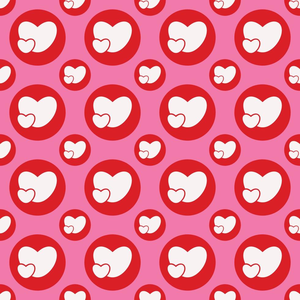 Simple hearts loves seamless pattern. Valentines day background. Flat design endless chaotic texture made of tiny heart silhouettes. Shades of red. Read hearts at pink background vector