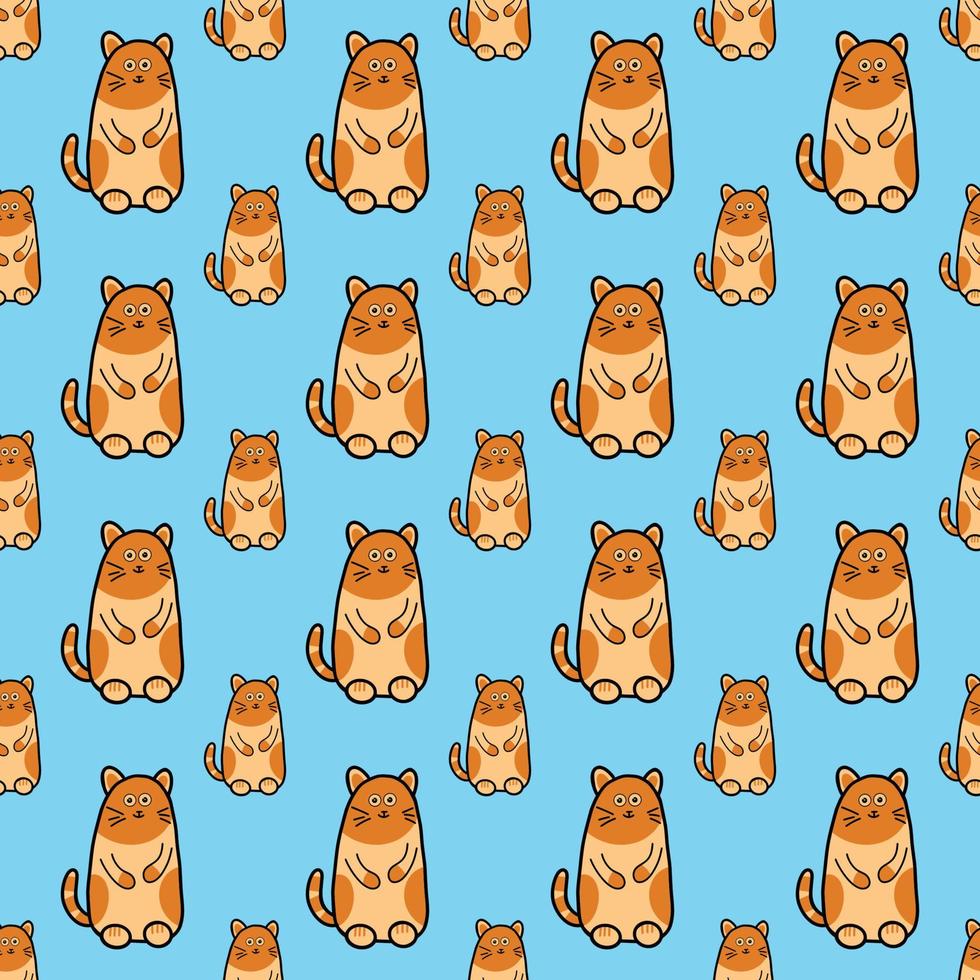 Seamless pattern with cute colorful Kittens. Creative childish blue texture Great for fabrics, textiles Vector Illustration
