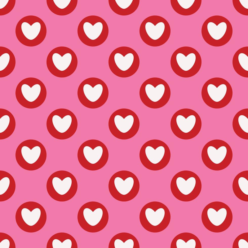 Simple hearts loves seamless pattern. Valentines day background. Flat design endless chaotic texture made of tiny heart silhouettes. Shades of red. Read hearts at pink background vector