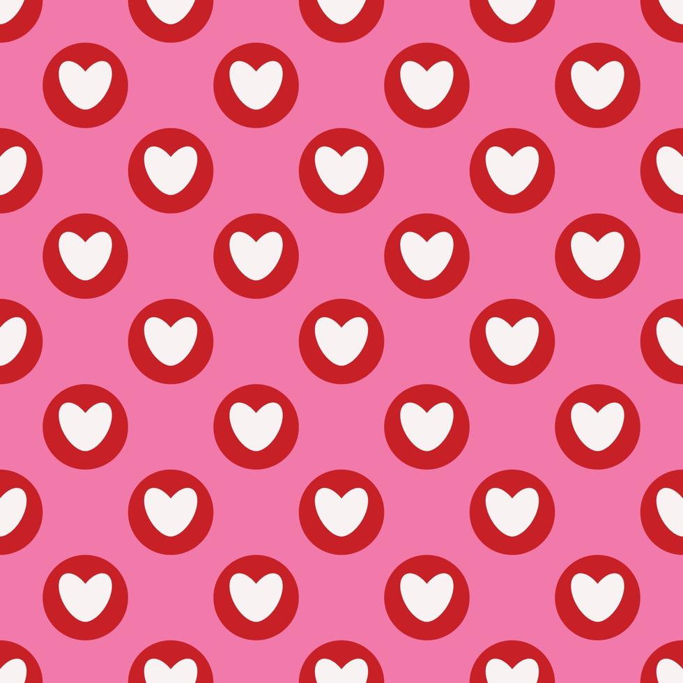 Simple hearts loves seamless pattern. Valentines day background. Flat design endless chaotic texture made of tiny heart silhouettes. Shades of red. Read hearts at pink background vector