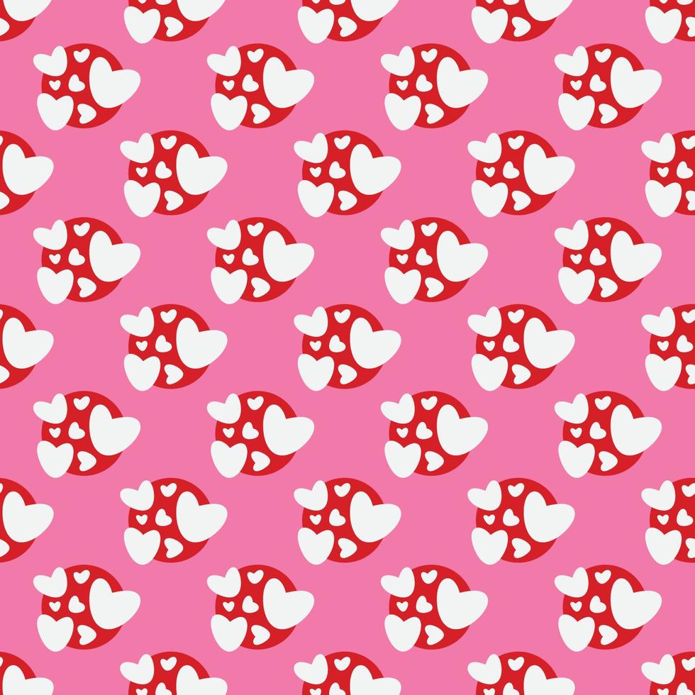 corazones simples ama patrones sin fisuras. fondo del día de san valentín. diseño plano interminable textura caótica hecha de diminutas siluetas de corazón. tonos de rojo. leer corazones en fondo rosa vector