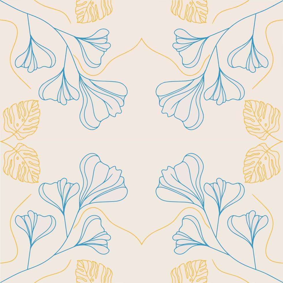 Blooming flower pattern. Hand drawn pattern with luxury impression abstract vector