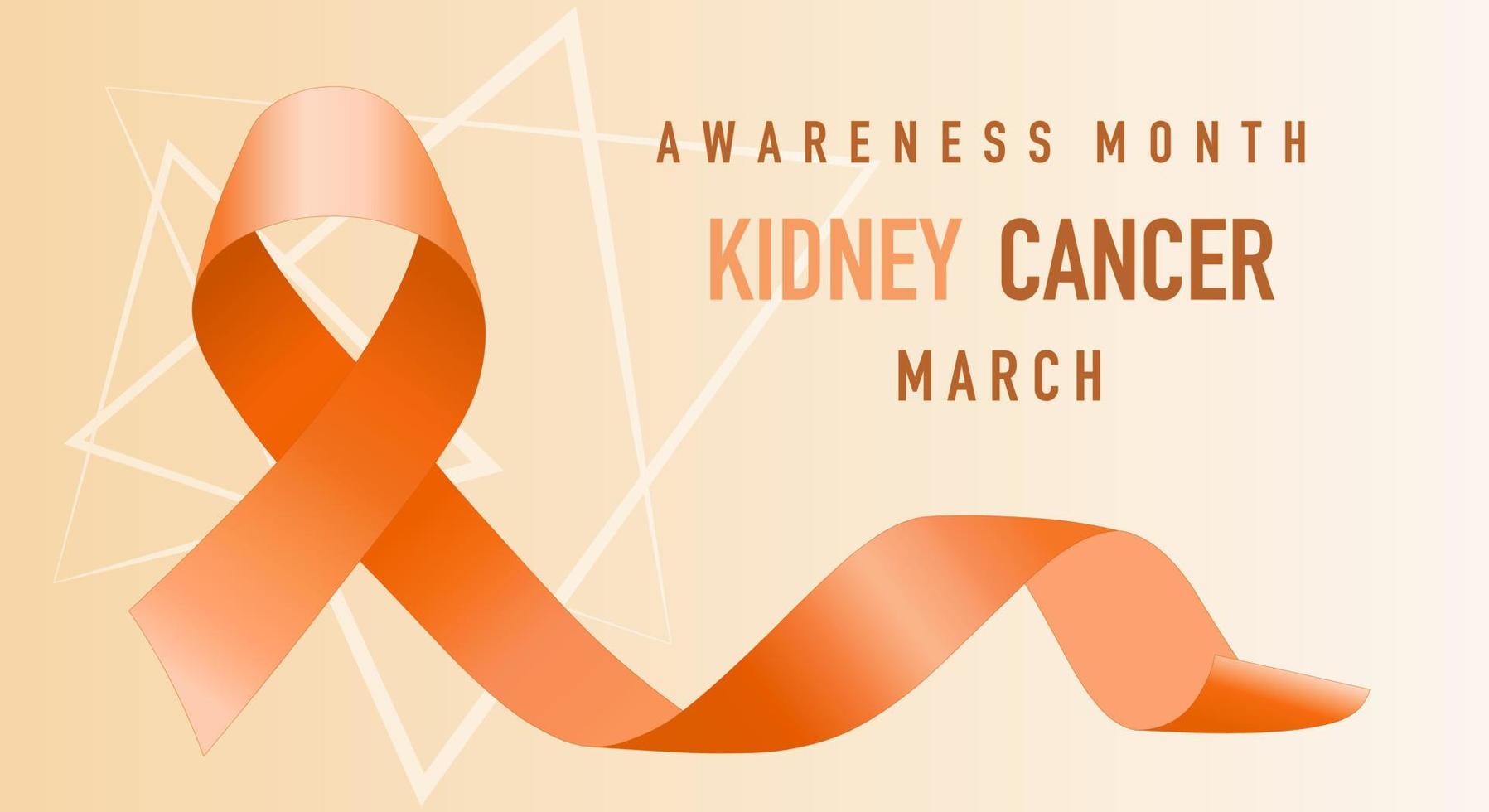 Banner, orange ribbon as a symbol of Kidney Cancer awareness. National Month Celebrated annually in March. vector