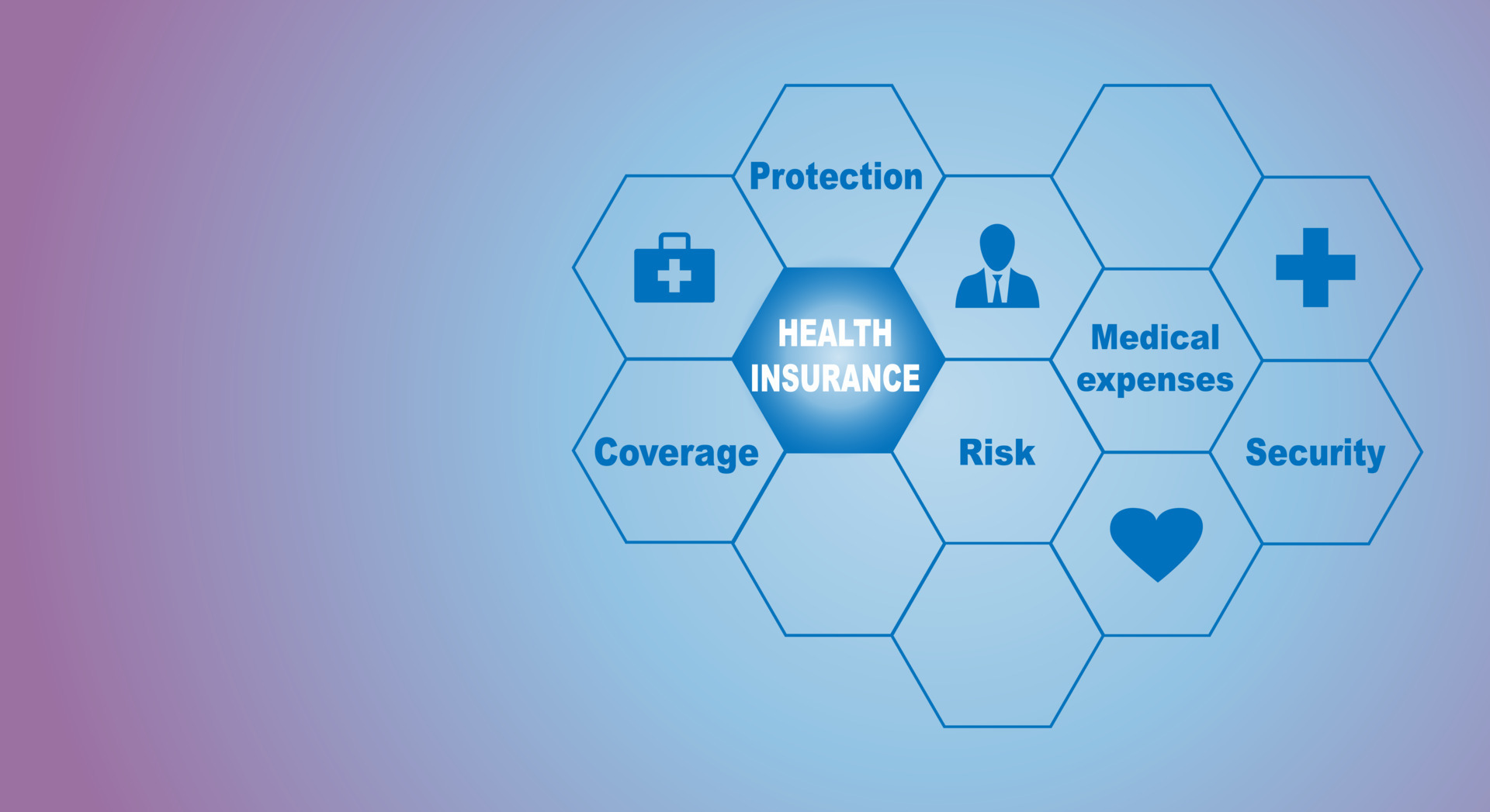 Health insurance concept, icons are collected in the form of