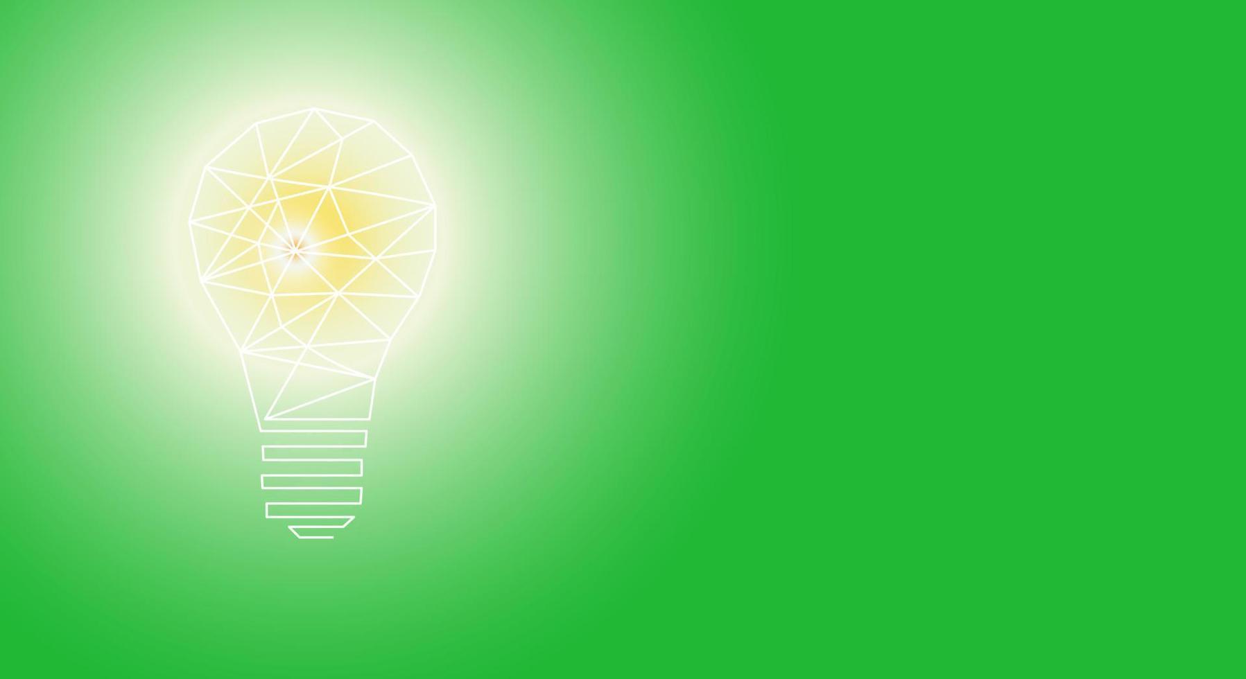 Electric light bulb on a green background. Idea sign, solution, thinking concept. Copy space. Vector illustration