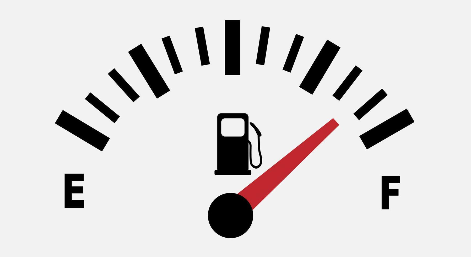 Full gas meter, petrol meter, in blue on a black background. Vector illustration