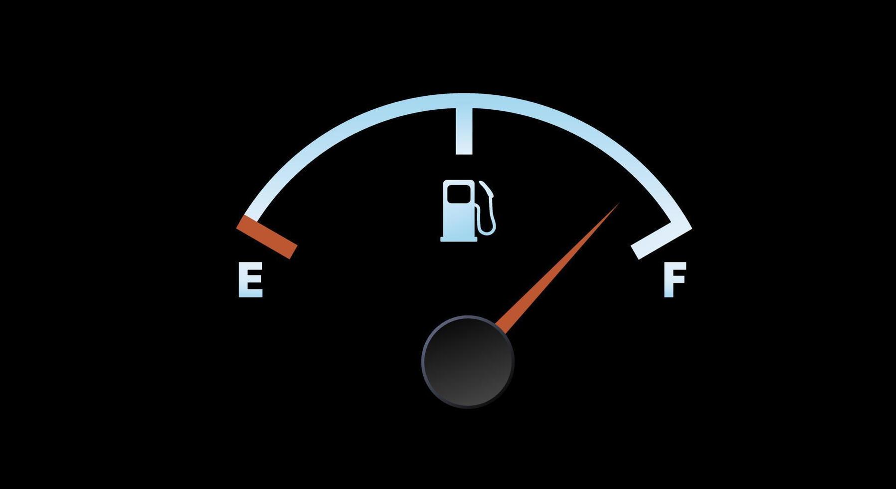 Full gas meter, petrol meter, in blue on a black background. vector