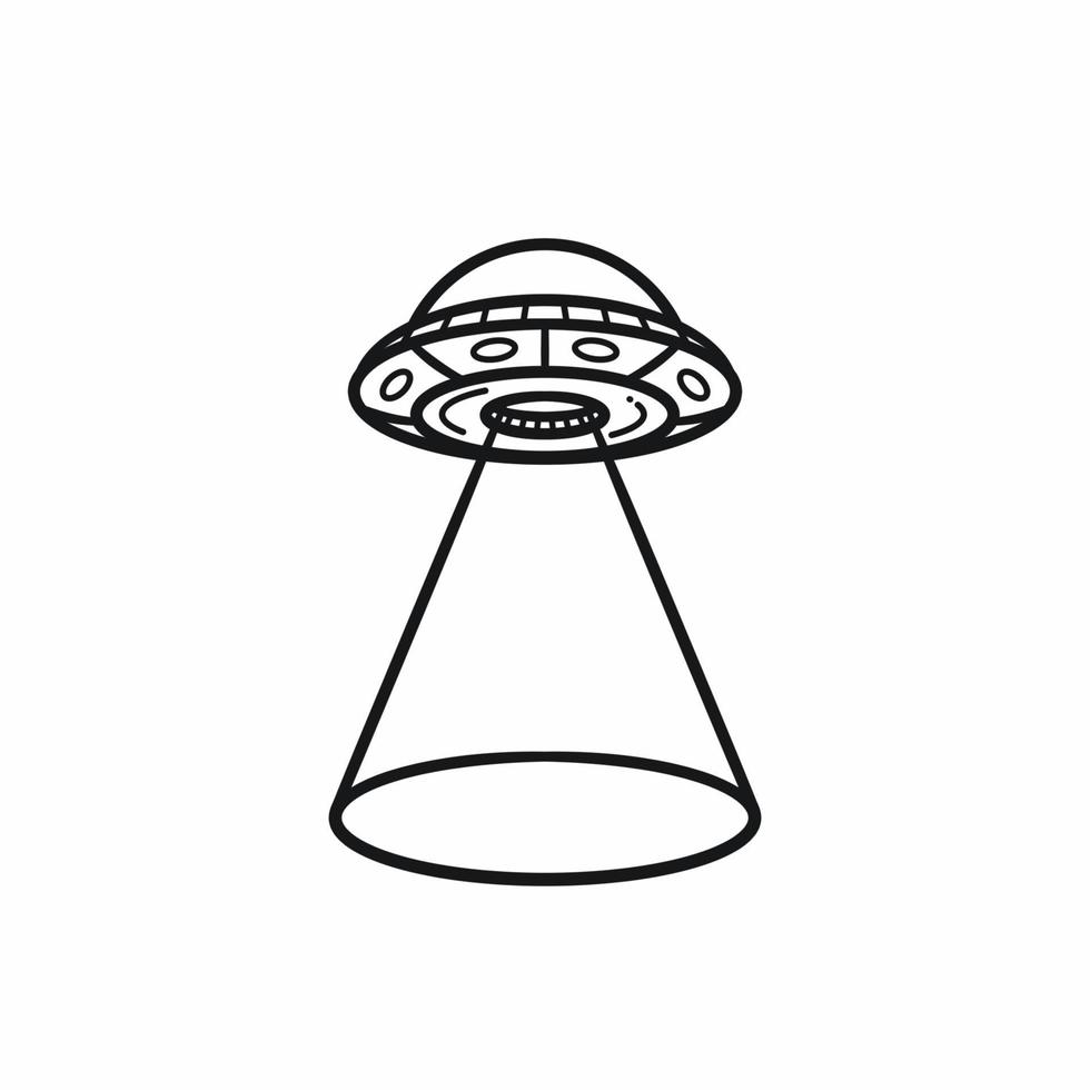 a flat line ufo illustration vector