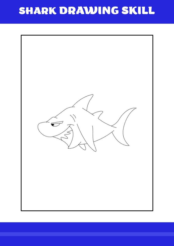 Shark Drawing skill for Kids. Shark drawing skill book for relax and meditation. vector