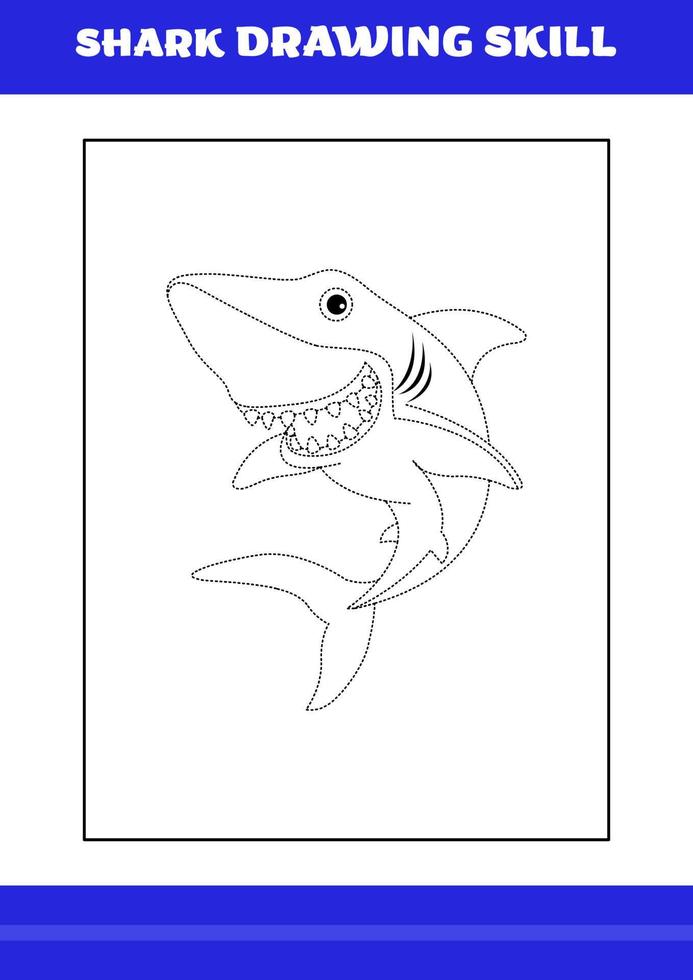 Shark Drawing skill for Kids. Shark drawing skill book for relax and meditation. vector