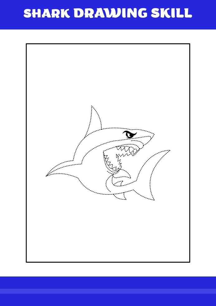 Shark Drawing skill for Kids. Shark drawing skill book for relax and meditation. vector