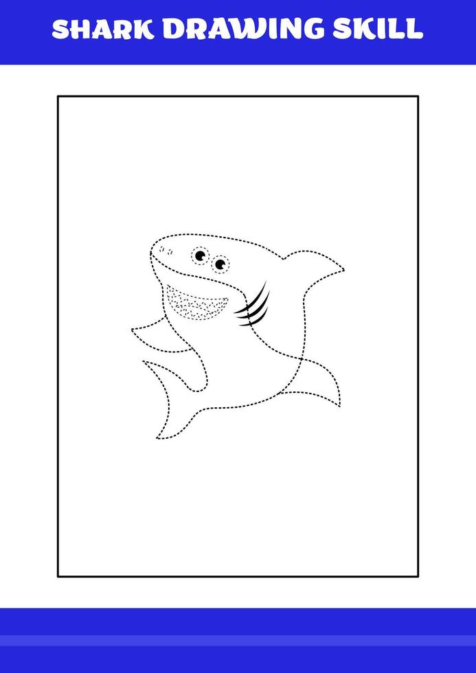 Shark Drawing skill for Kids. Shark drawing skill book for relax and meditation. vector