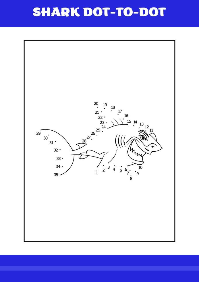 Shark dot to dot Page for kids. Shark dot to dot book for relax and meditation. vector