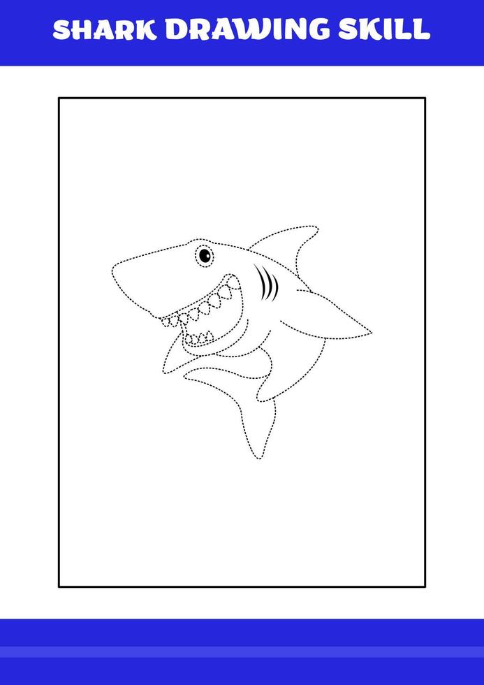 Shark Drawing skill for Kids. Shark drawing skill book for relax and meditation. vector