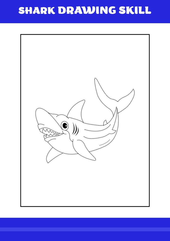 Shark Drawing skill for Kids. Shark drawing skill book for relax and meditation. vector