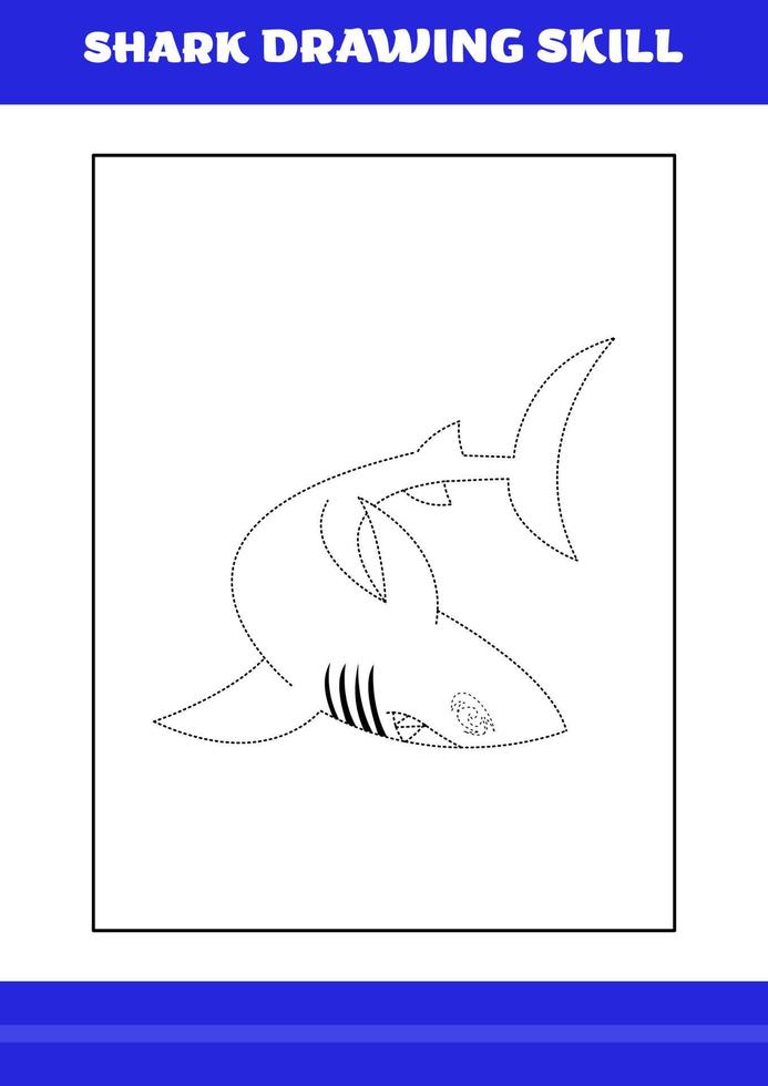 Shark Drawing skill for Kids. Shark drawing skill book for relax and meditation. vector