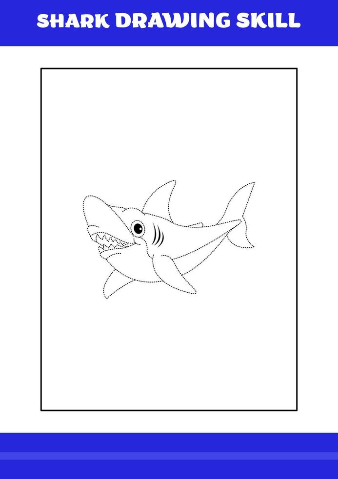 Shark Drawing skill for Kids. Shark drawing skill book for relax and meditation. vector