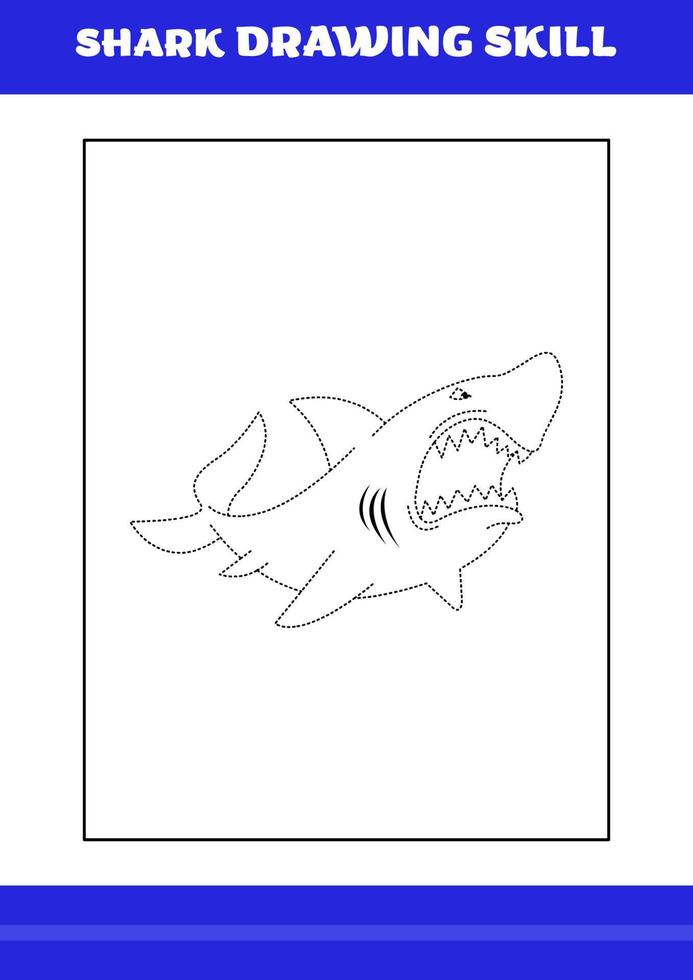 Shark Drawing skill for Kids. Shark drawing skill book for relax and meditation. vector