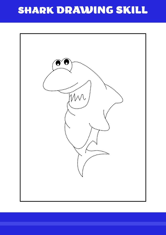 Shark Drawing skill for Kids. Shark drawing skill book for relax and meditation. vector