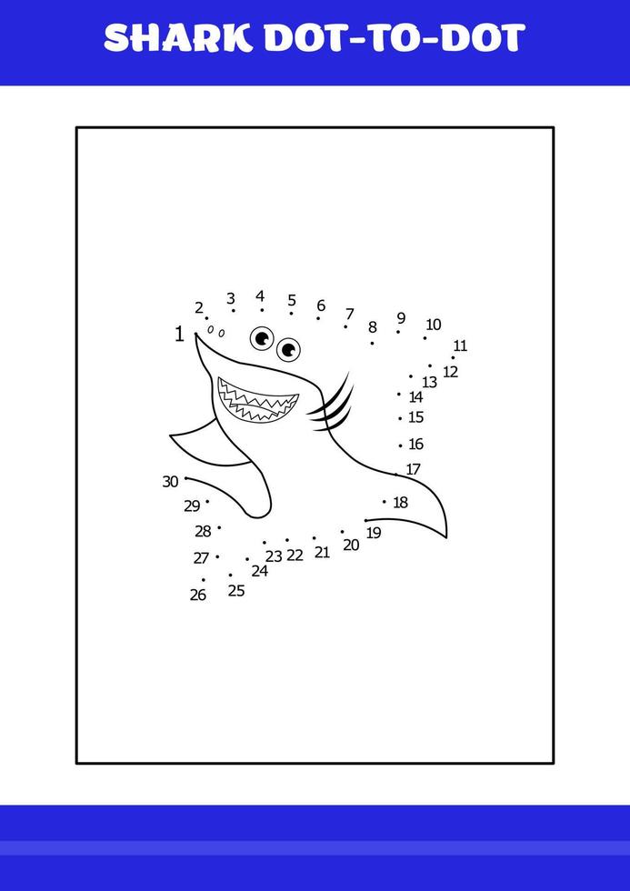 Shark dot to dot Page for kids. Shark dot to dot book for relax and meditation. vector