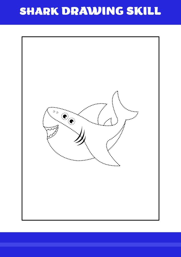 Shark Drawing skill for Kids. Shark drawing skill book for relax and meditation. vector