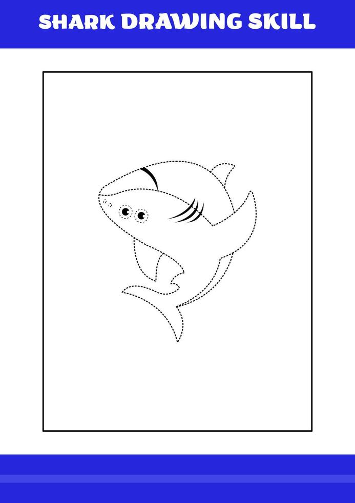 Shark Drawing skill for Kids. Shark drawing skill book for relax and meditation. vector