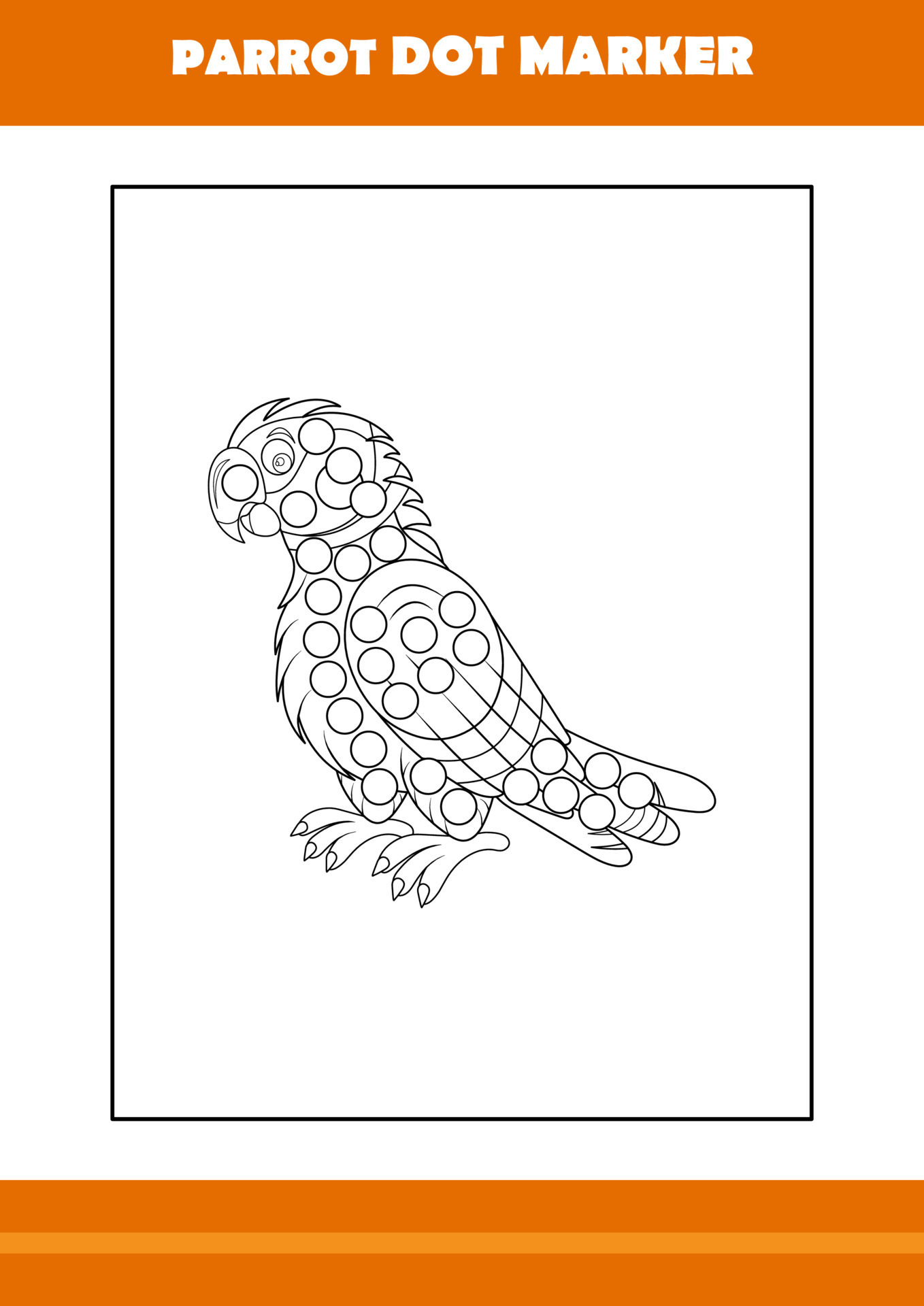 parrot dot marker coloring book Line art design for kids printable