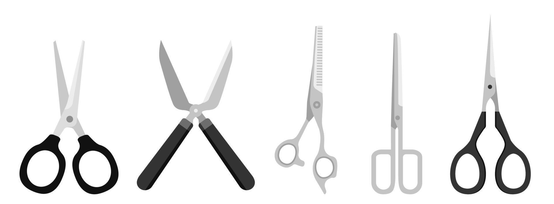 Collection set of isolated cartoon scissors object vector