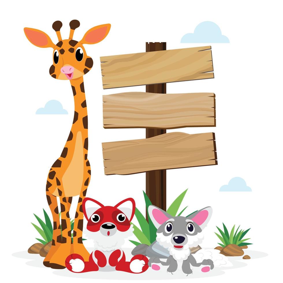 Cute animals in Zoo, Placards and banner in zoos Design for banner, layout, annual report, web, flyer, brochure, ad. vector