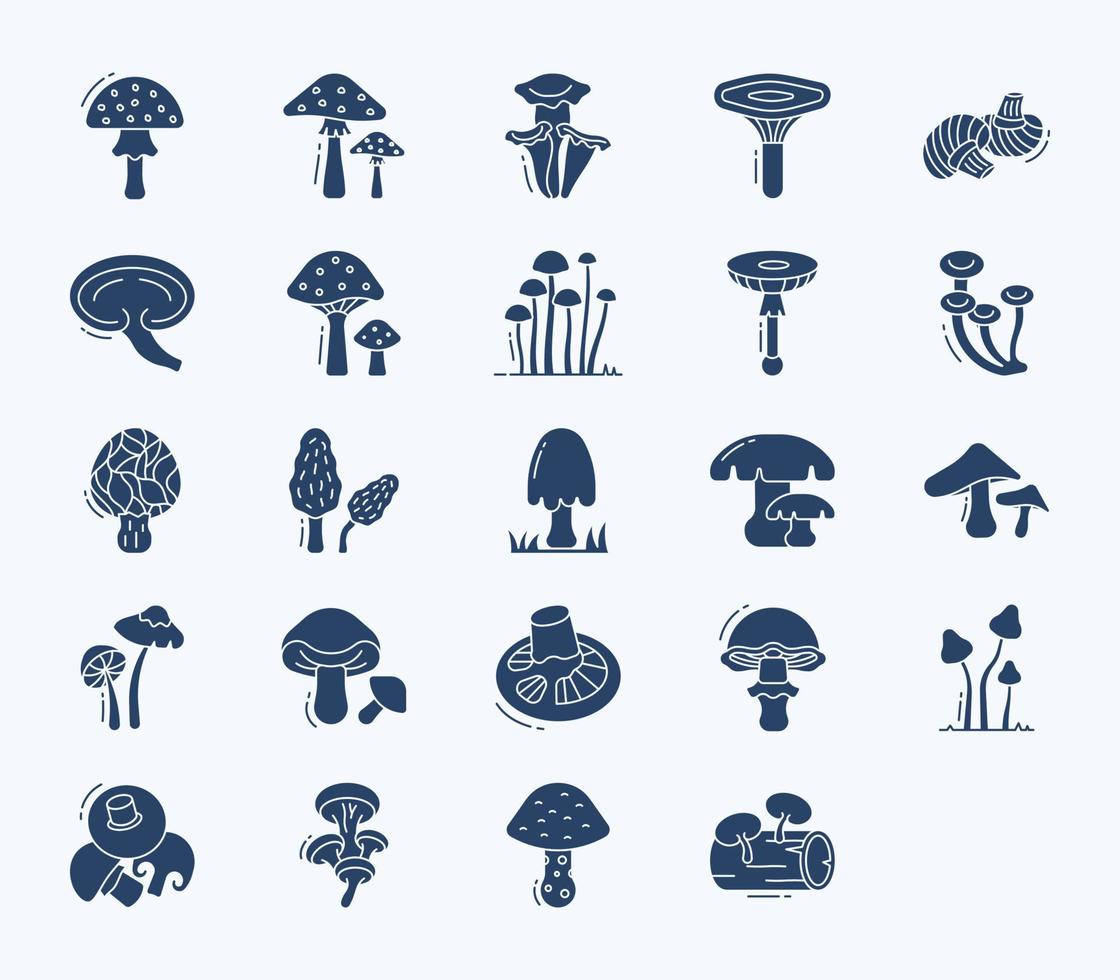 Variety of Mushroom icon set vector