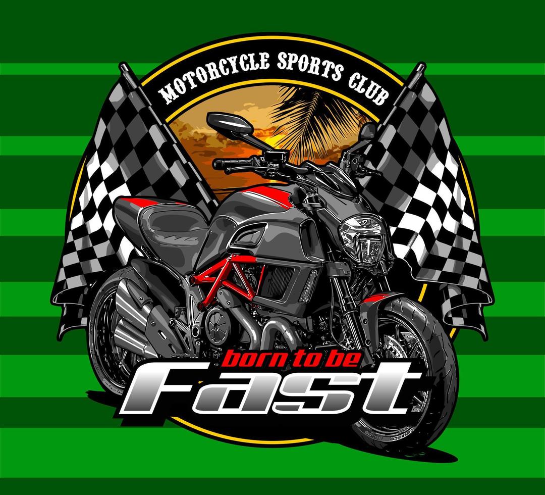 racing flag and motorcycle vector