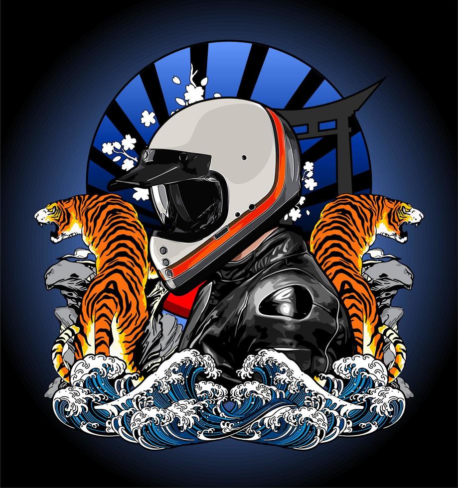 biker and tiger vector template