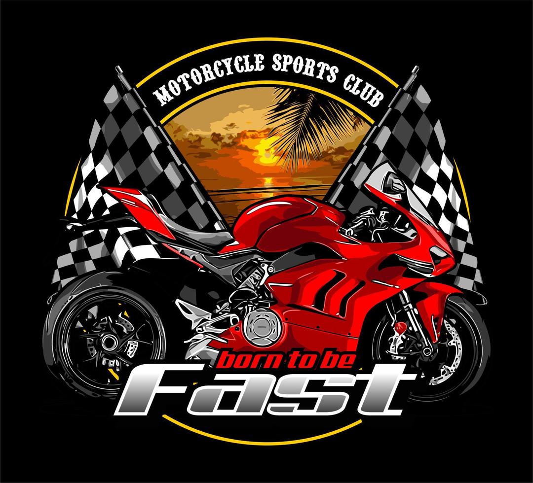 racing flag and motorcycle vector