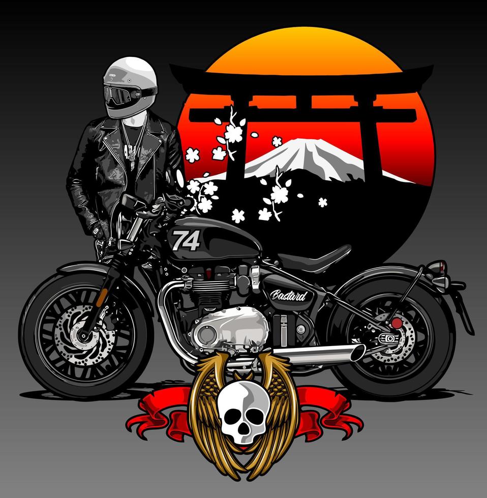 black motorcycle side view vector