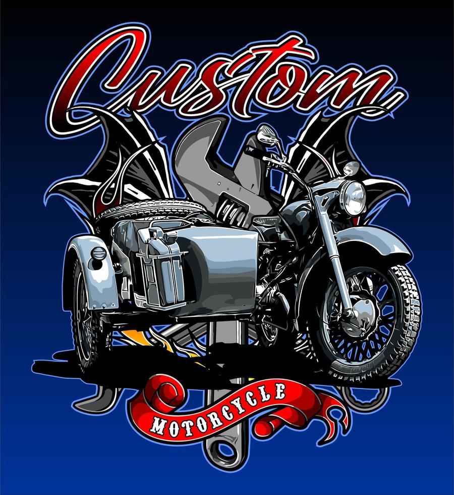 side car classic light blue vector